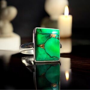 Green Apple Turquoise Sterling Silver Ring